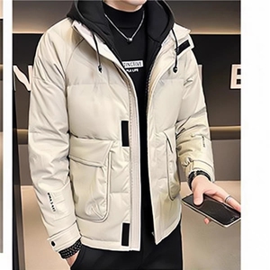 PU皮连帽羽绒服男防寒潮流男加厚保暖外套908-P195图片