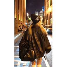 简约皮衣男生潮夹克原宿风外套秋冬青年港风ins冬季休闲宽松衣服，男装夹克，星座506A