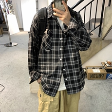2025现货高品质格子宽松长袖衬衫潮CS039特P38，男装衬衫，星座1504（原917）