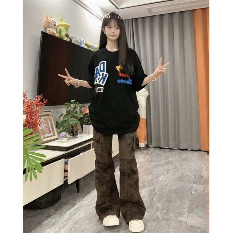 【档口现货260g】DX408HH-P35 美式高街字母刺绣短袖T恤男女夏季图片