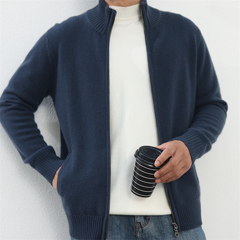 男士休闲开衫时尚都市，男装羊绒开衫，君道羊绒