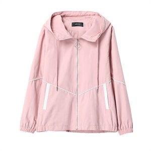 短外套女2021春秋装新款女装时尚休闲连帽春秋女士风衣外套图片
