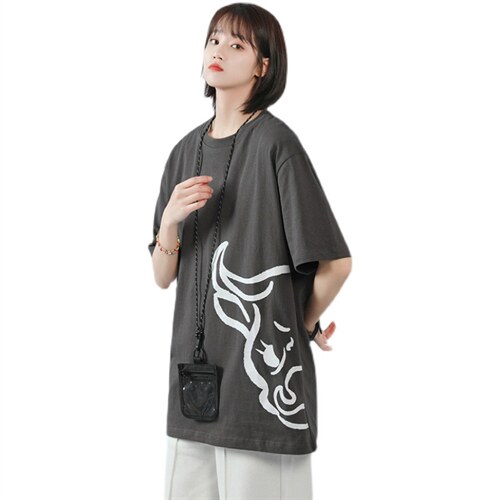 中性风 个性印花短袖T恤男夏季bf风百搭半袖体恤衫棉 T136P35图片