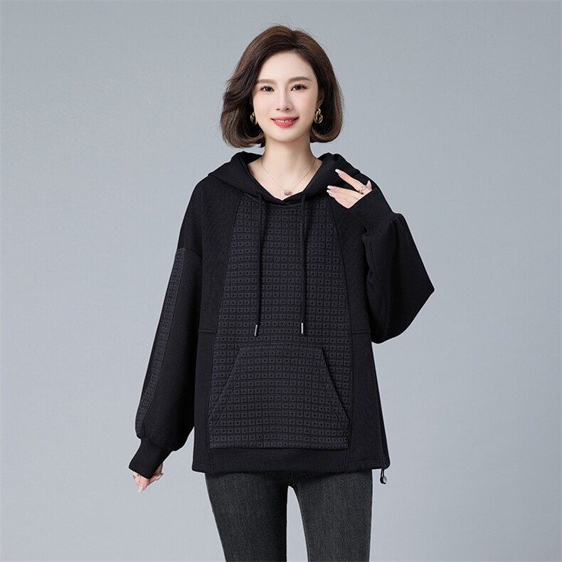现货2023新款时尚简约宽松加厚连帽百搭卫衣,女装短外套,深水步