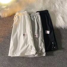 2023夏季薄款宽松休闲短裤松紧腰潮牌INS直筒运动5五分裤D33P28图片