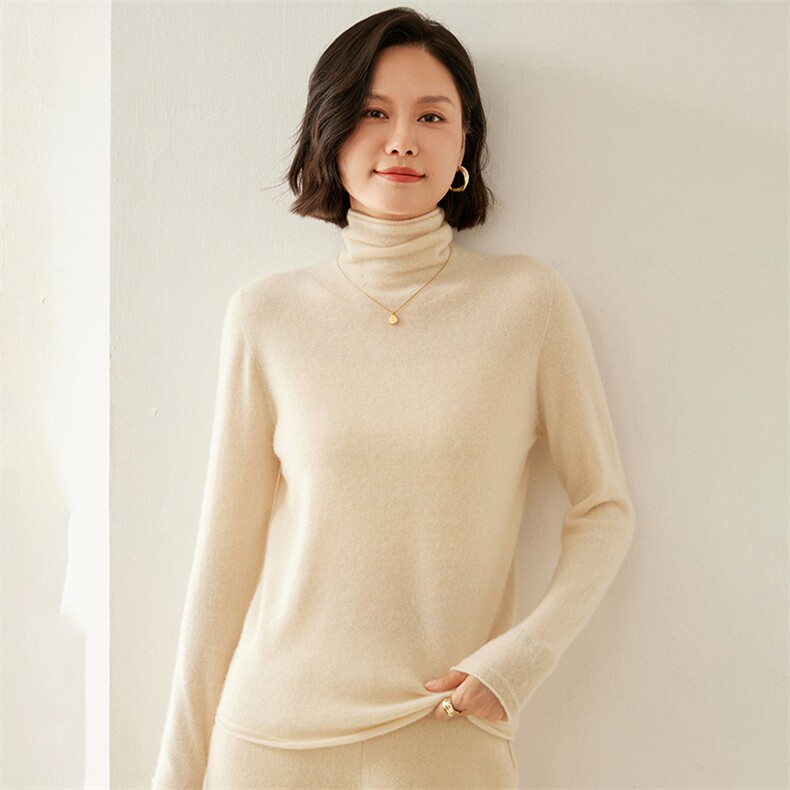 衫女纯色山堆堆领针织毛衣秋冬季高领上衣黑色内搭打底衫，女装羊毛衫，蚂蚁派对工厂直营店