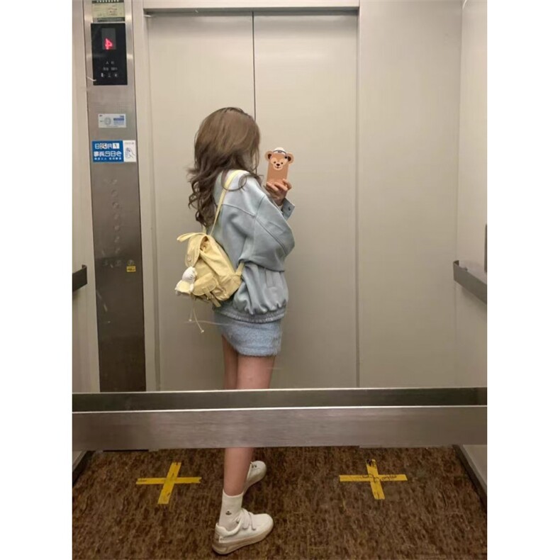 【有货】浅蓝色翻领拼接外套男女款春秋美式复古夹克8143HH-特P68,男装夹克,星座1007（原301D）
