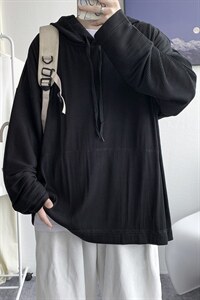 秋冬新款港风情侣褶皱卫衣连帽套头宽松休闲外套ins潮H209/P55，男装卫衣，钱塘713