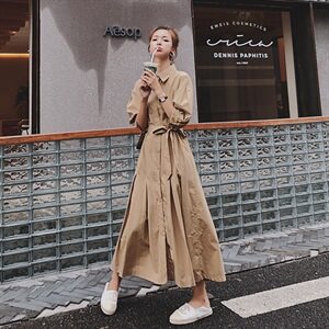 已出货 2021夏季新款 卡其色连衣裙225-1951-P105（控158）图片