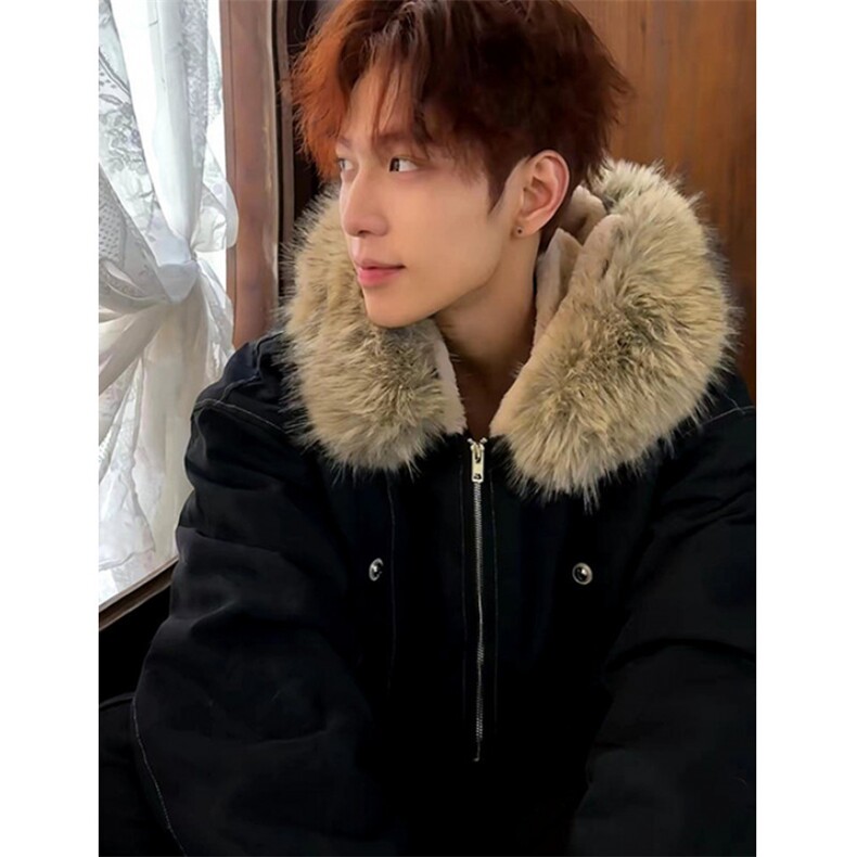 短款棉衣座山雕大毛毛领男女棉服水洗工装厚外套M916,男装棉衣,星座1116A（原606A-3）