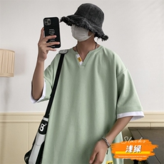 冰氧仿棉短袖港风夏季休闲百搭假两件男上衣TC3153-P28控48，男装T恤，星座717
