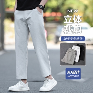 宽松九分裤男生秋冬季休闲直筒裤全棉工装阔腿裤D936-P45/加绒P55图片