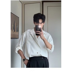 网络图 春秋衬衫男长袖休闲衬衣西服轻熟风痞帅垂感上衣 CS165图片