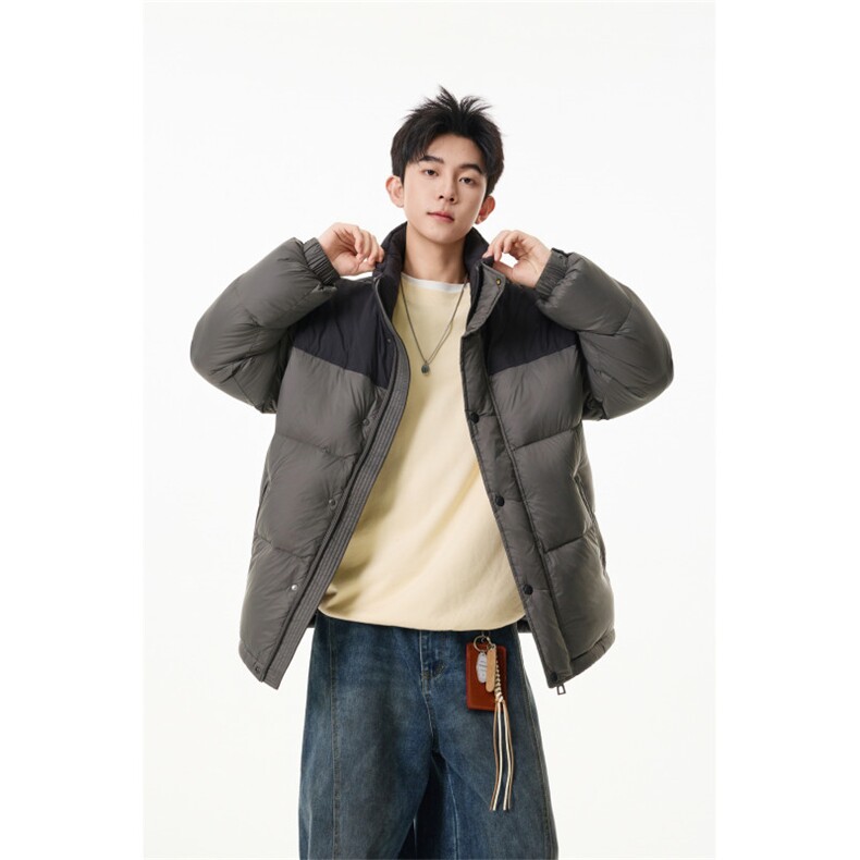 90%绒新标有报告立领撞色韩版宽松羽绒服外套Y988/P350现货图片