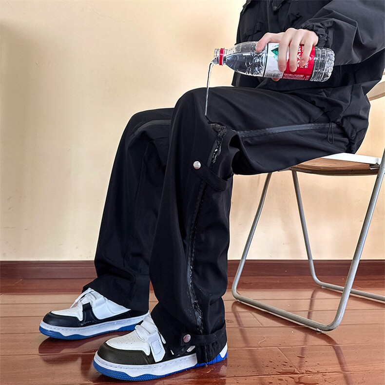 高品质春款男裤侧边开叉拉链织带休闲冲锋裤大码M-5XLH876P50,男装休闲裤,星座1013-1