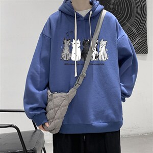WY2100-P35 纯棉连帽卫衣男大码运动帽衫宽松薄外套男图片