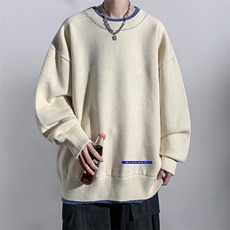 控78假两件毛衣男大码加绒针织衫男毛线衣M80202-P55加绒P70，男装针织衫/毛衣，电商A040