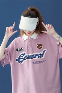 2026夏季新款中性宽松个性polo拼色翻领短袖T恤 女PL6102 P35控48图片