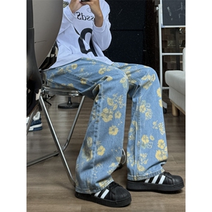 B221 美式ins高街暗黑绣花宽松直筒牛仔裤LK25578-特P45控78图片