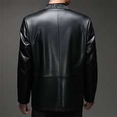 秋冬服中式皮衣男秋冬高端加绒加厚休闲外套皮夹克9255P180，男装夹克，星座1602B（原101B-1）