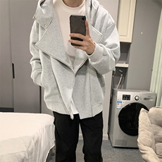 抖音得物品质26春装美式重磅结构斜拉链高领连帽卫衣开衫外套W61，女装短外套，电商A486