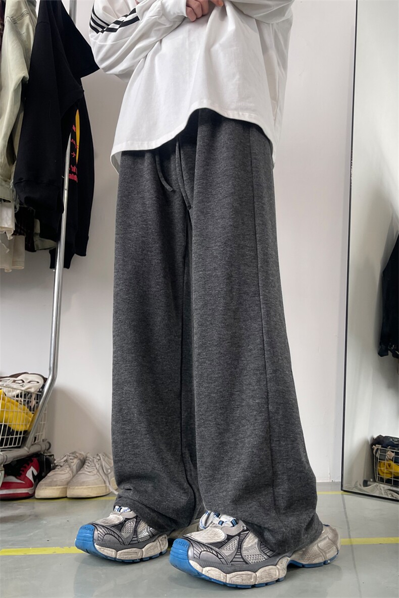 03宽松直筒糯米裤坠感灰色阔腿裤针织运动长裤XZ211-1-K2355-P60,女装休闲裤,星座211-1