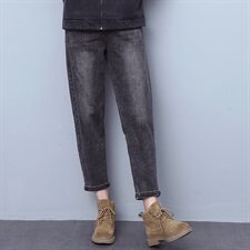 2021秋冬新款时尚休闲宽松显瘦牛仔裤，女装牛仔裤，独衣靓