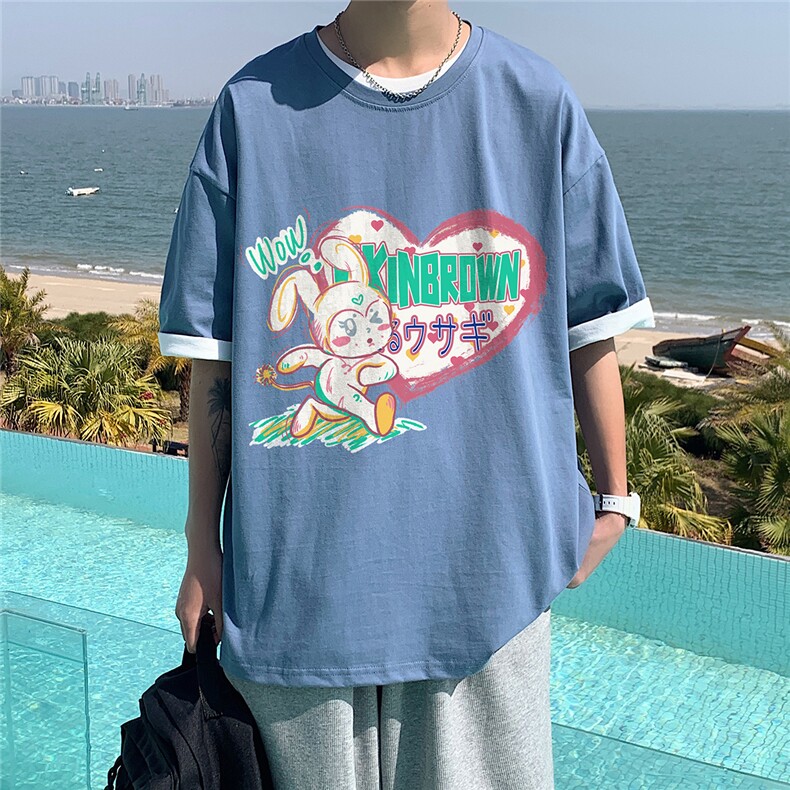 港风圆领青春休闲大码男运动日系原宿潮流男士短袖宽松DT707P25,男装T恤,星座227-7