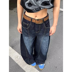 水洗阔腿牛仔裤男春秋季潮牌宽松休闲百搭直筒裤AA701-P53，男装牛仔裤，星座208-5
