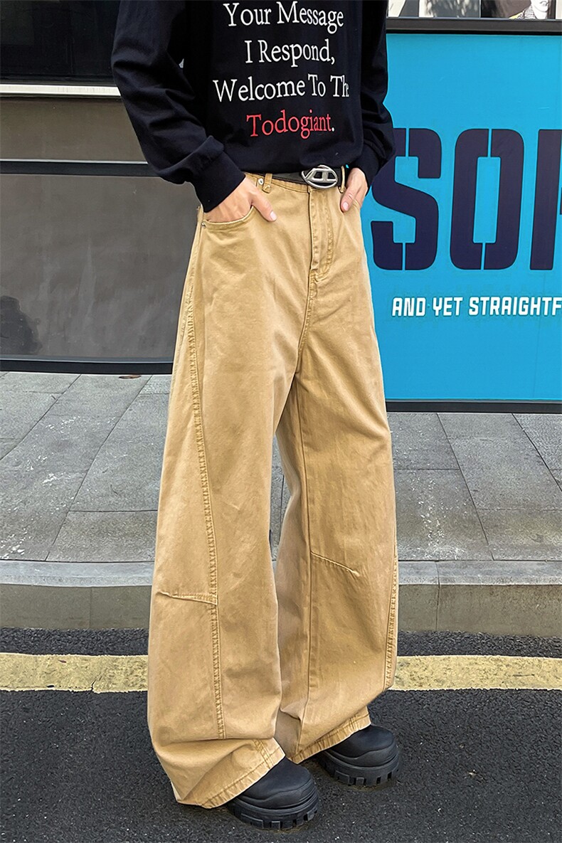 8XL-M工装裤男秋季日系男直筒宽松阔腿休闲弯刀裤子男K9177P65,男装工装外套,电商D206-1