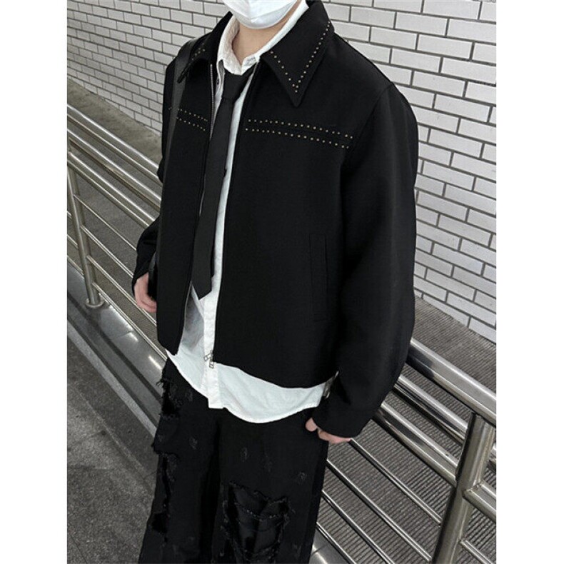 春秋季新款黑色时尚美式复古刺绣宽松休闲翻领夹克外套J777，男装夹克，星座1116A（原606A-3）