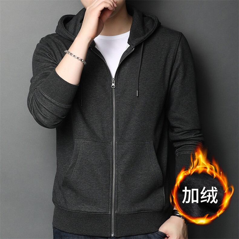 F6068H钱塘2020-1加绒加厚长袖T恤男士休闲百搭连帽卫衣开衫P79,男装T恤,钱塘207-1