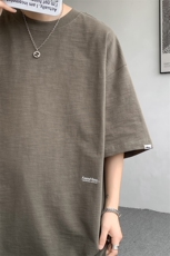 8XL-M特大码短袖重磅T恤男美式复古竹节棉五分袖上衣DX326P45，男装T恤，电商D206-1
