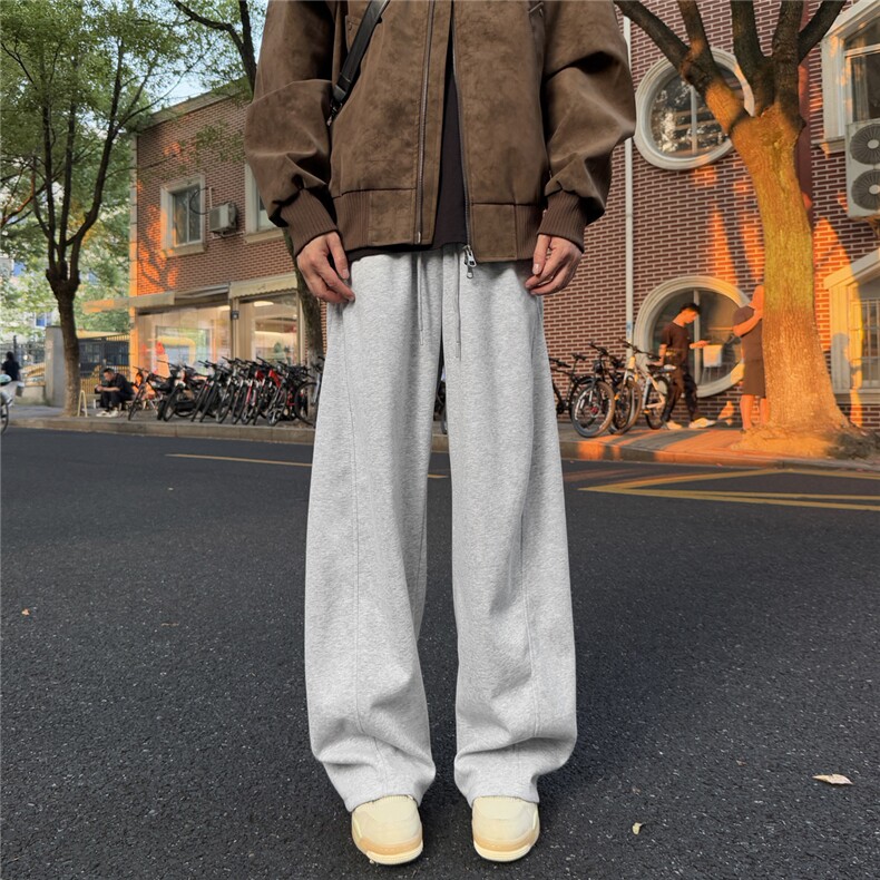 A429-YK327-特批45 棉含秋冬重磅阔腿弯刀休闲百搭宽松卫裤图片