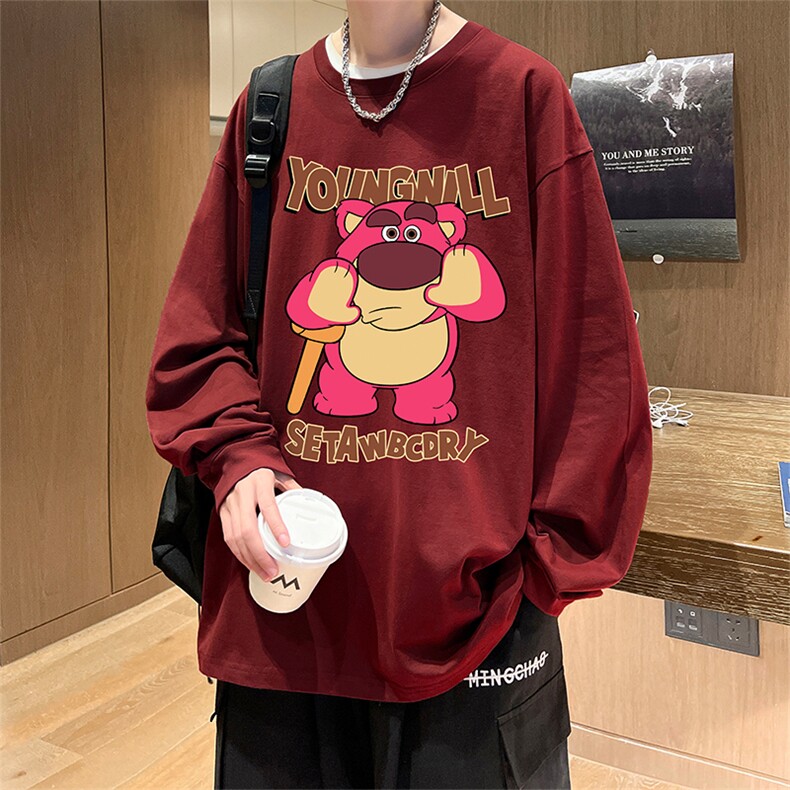 直播品质 秋冬重磅潮牌嘻哈美式印花纯棉长袖T恤打底衫CT388特P28图片