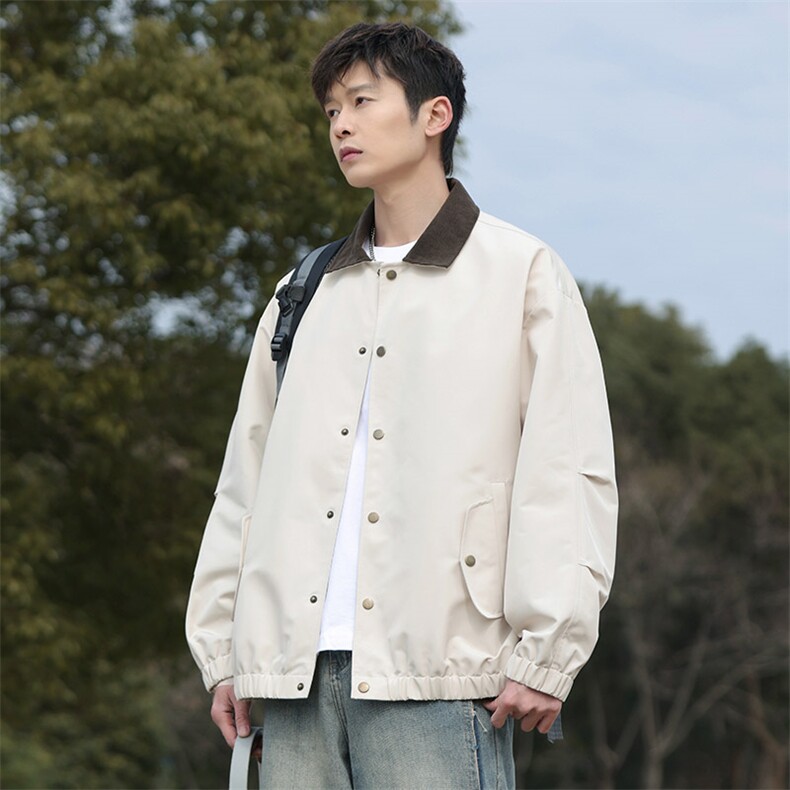 2026经典防水复古翻领纯色夹克外套男女户外休闲青少年8522-P53图片