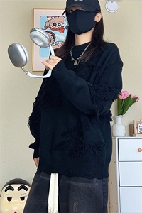 流苏圆领宽松百搭加绒保暖毛衣男ZJB632（加绒）特P56/ZB632特P46图片