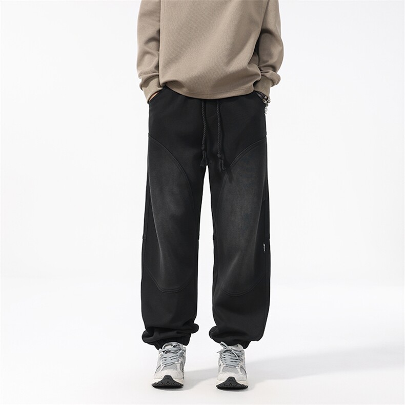 潮牌休闲裤男女拼接设计嘻哈街舞运动卫裤哈伦束脚裤，男装休闲裤，电商D218A