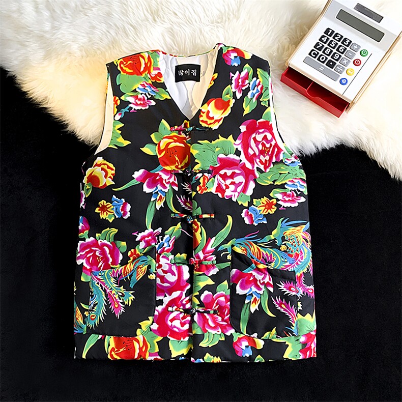 MJ203新中式男装大码盘扣风棉马甲团队表演出汉服男女秋冬潮，男装民族服装，星座115A-1