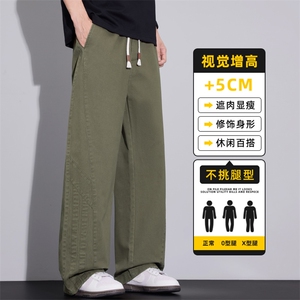 休闲裤男百搭纯棉宽松直筒长裤春夏潮牌美式阔腿工装裤Z2564-P50,男性衬衫搭配牛仔裤图片