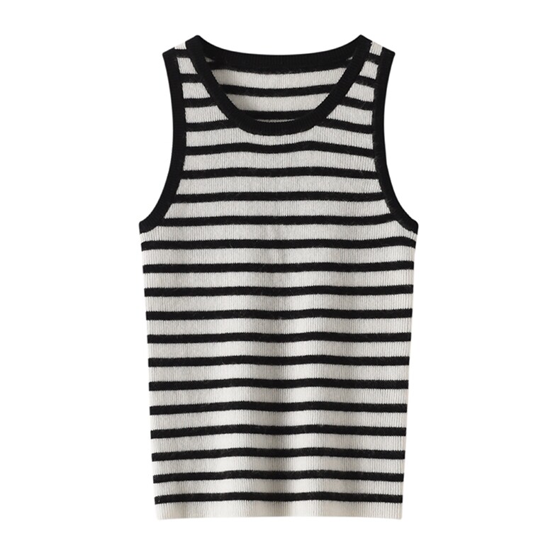 进口扬子纱不起球春夏款精纺120支羊毛吊带背心女条纹外穿，女装背心吊带，兴泰羊绒
