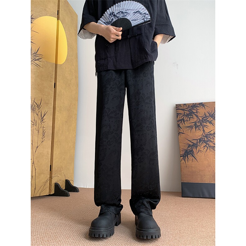 8XL-M 特大码肌理感冰丝薄款休闲裤长裤男宽松百搭情侣裤K967P45图片