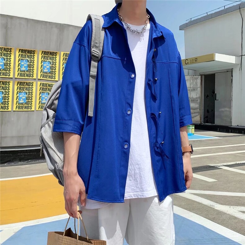 夏季冰丝短袖翻领凉爽透气衬衫C4071p35,男装衬衫,星座1013