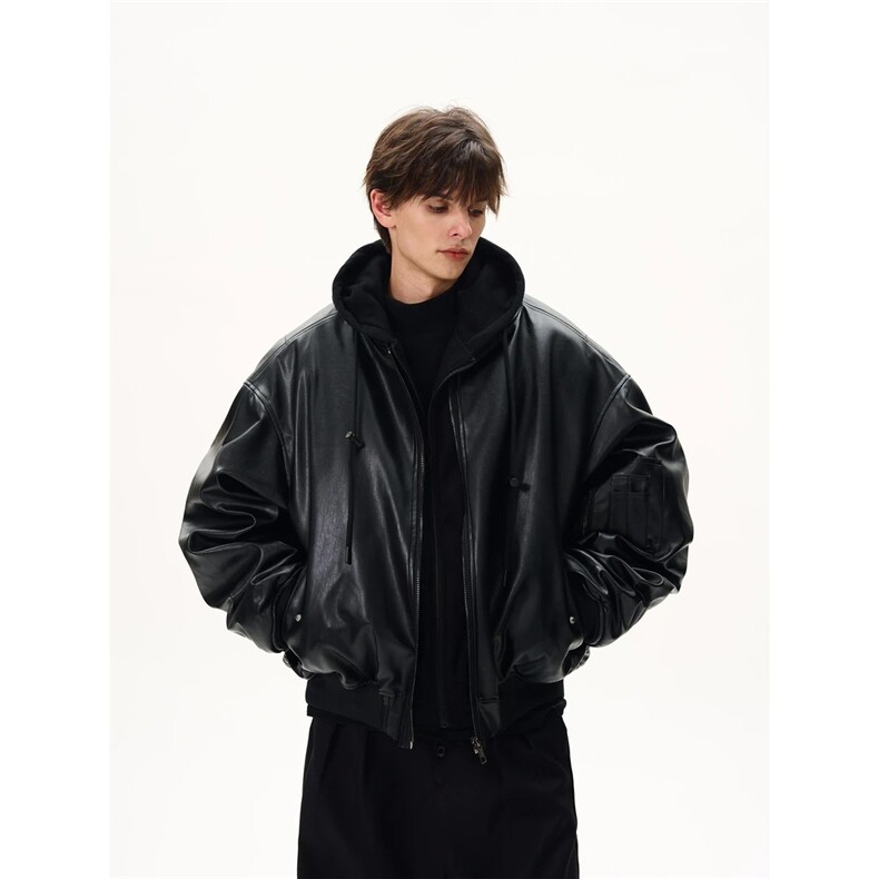 网络图现货美式假两件拼接连帽加厚皮棉服男女外套JB1012-P90,男装棉衣,星座715-7
