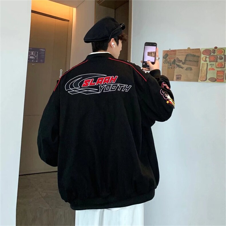 美式高街字母刺绣棒球服男女潮牌宽松情侣休闲夹克外套J1296-p76,男装夹克,星座1008-2