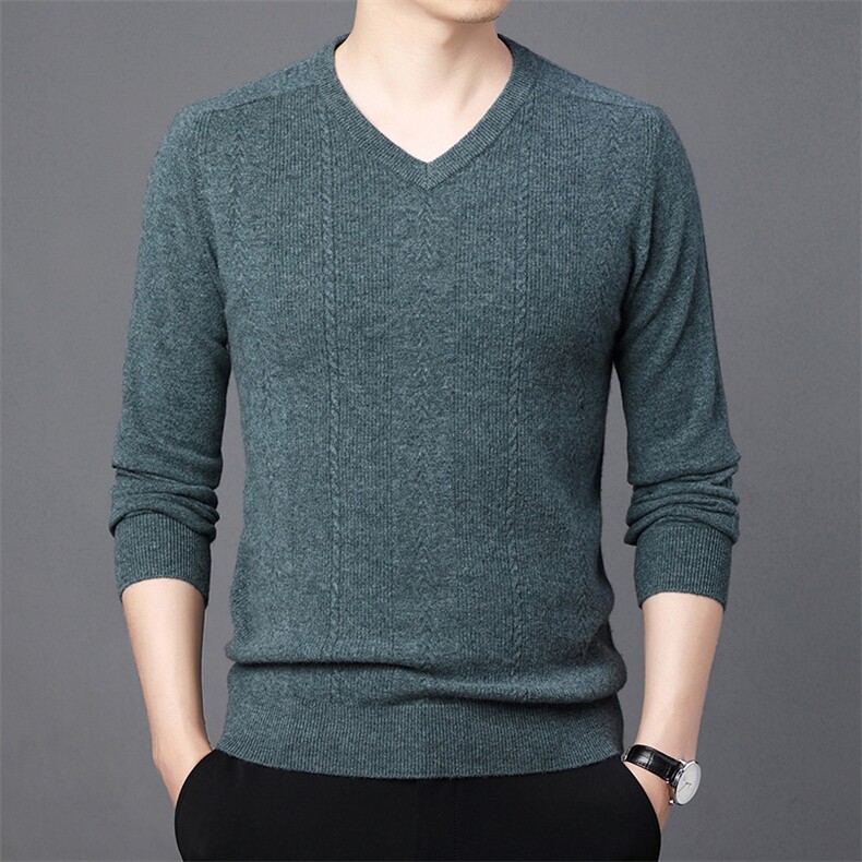 CM61099钱塘2020-2新款时尚休闲冬季厚款V领中年男士羊毛衫P147,男装针织衫/毛衣,钱塘207-2