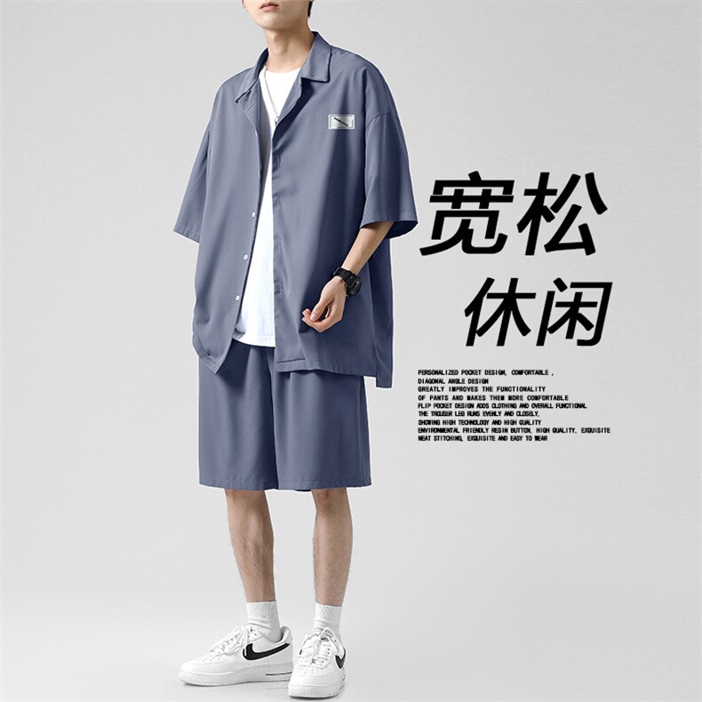高级感炸街男士套装夏季英伦雅痞轻熟风男装TZ005-特批-60图片