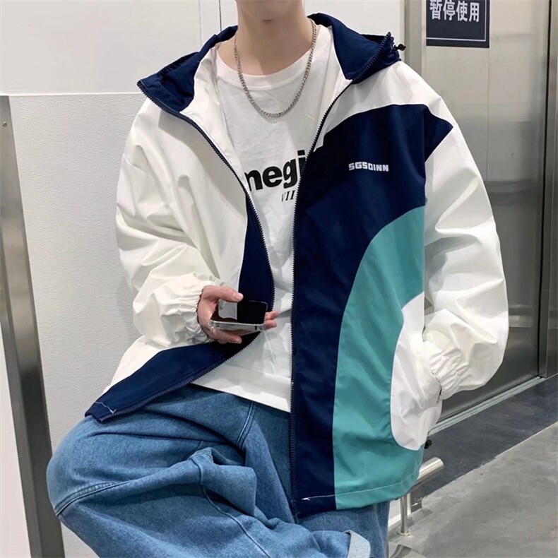 港风宽松双刺夹克青少年连帽长袖W1112P50图片