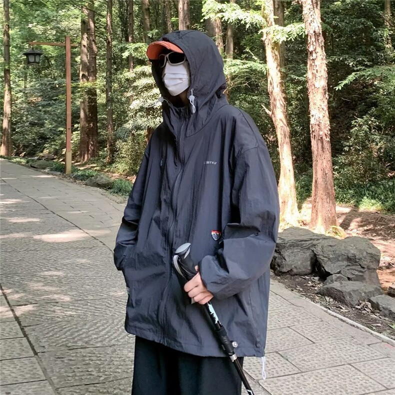 青春流行男夹克文艺潮真抽绳冰丝防晒外套 P40图片