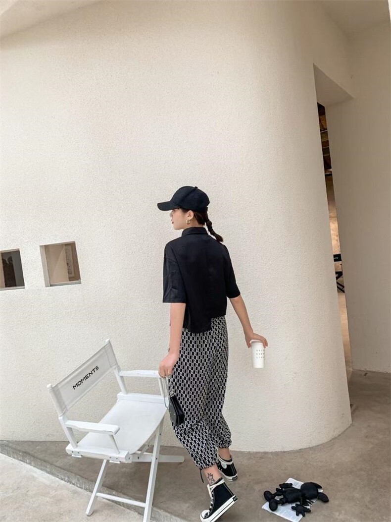 【现货】跳色裤子?短款不规则衬衣，女装，壹题YITI